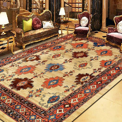 Persian Living Room Rug Multi Colored Geometric Carpet Polyester Pet Friendly Stain Resistant Anti-Slip Backing Rug with Braided Trim Orange-Red Clearhalo 'Area Rug' 'Moroccan' 'Rugs' Rug' 2059237