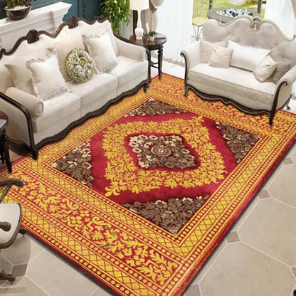 Persian Living Room Rug Multi Colored Geometric Carpet Polyester Pet Friendly Stain Resistant Anti-Slip Backing Rug with Braided Trim Golden Clearhalo 'Area Rug' 'Moroccan' 'Rugs' Rug' 2059241