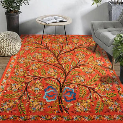 Persian Living Room Rug Multi Colored Geometric Carpet Polyester Pet Friendly Stain Resistant Anti-Slip Backing Rug with Braided Trim Orange Red Clearhalo 'Area Rug' 'Moroccan' 'Rugs' Rug' 2059244