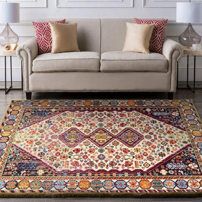 Persian Living Room Rug Multi Colored Geometric Carpet Polyester Pet Friendly Stain Resistant Anti-Slip Backing Rug with Braided Trim Purple-Red Clearhalo 'Area Rug' 'Moroccan' 'Rugs' Rug' 2059245