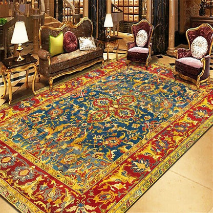 Persian Living Room Rug Multi Colored Geometric Carpet Polyester Pet Friendly Stain Resistant Anti-Slip Backing Rug with Braided Trim Gold Clearhalo 'Area Rug' 'Moroccan' 'Rugs' Rug' 2059249