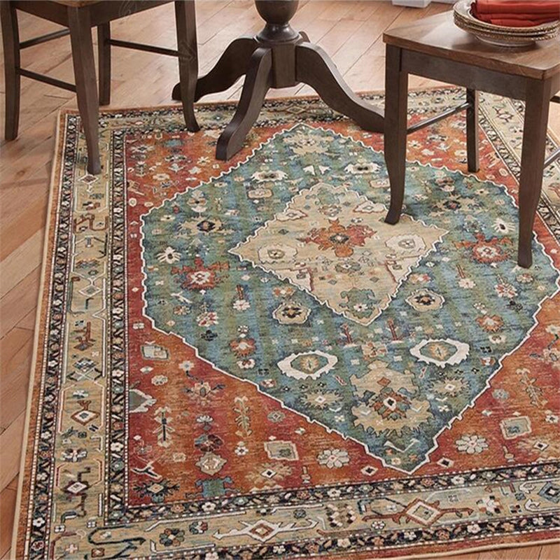 Persian Living Room Rug Multi Colored Geometric Carpet Polyester Pet Friendly Stain Resistant Anti-Slip Backing Rug with Braided Trim Gray-Blue Clearhalo 'Area Rug' 'Moroccan' 'Rugs' Rug' 2059251