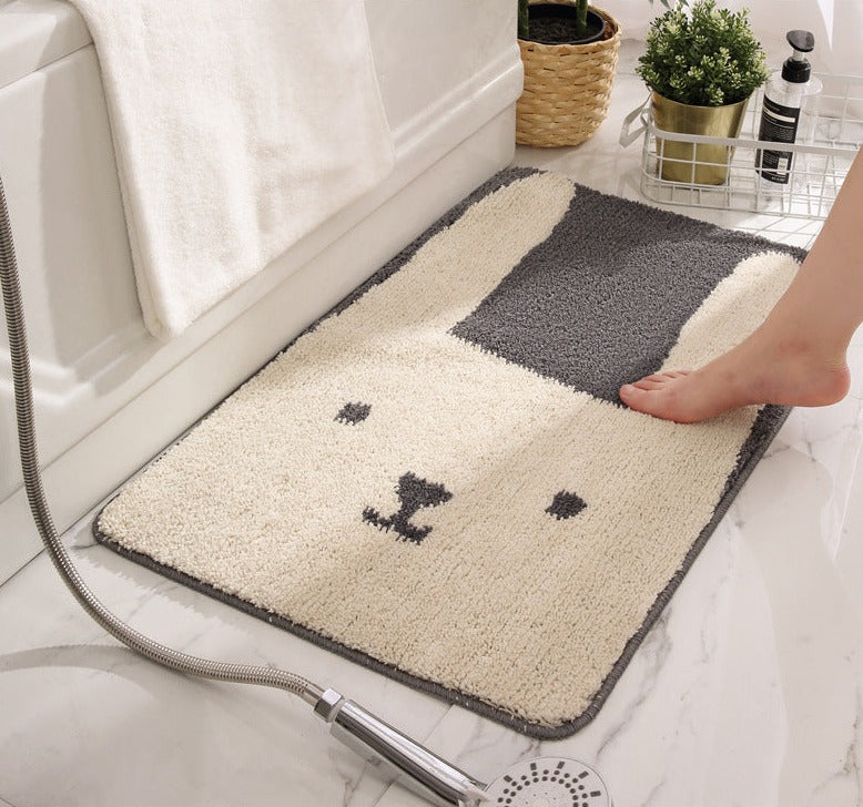 Cartoon Grey Rabbit Bath Mat, Bunny Mat for Bathroom - Feblilac® Mat