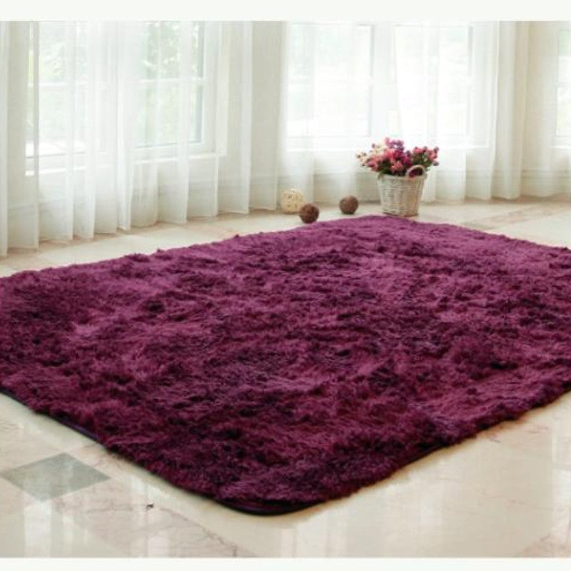 Feblilac Rectangular Solid Wine Red Tufted Bath Mat - view 2