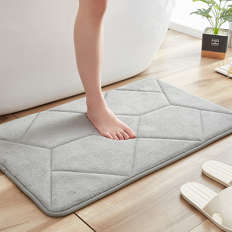 Feblilac Rectangular Solid Geometric Pattern Memory Foam Tufted Bath Mat