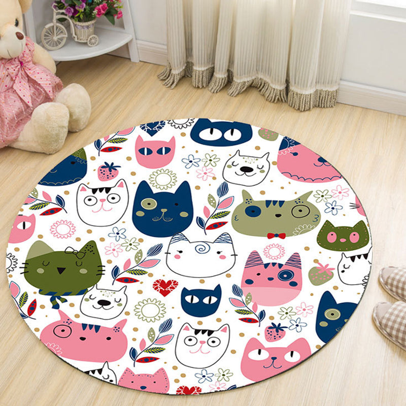 Cartoon Patterned Rug Multicolor Synthetics Carpet Stain Resistant Machine Washable Anti-Slip Rug for Kids Room