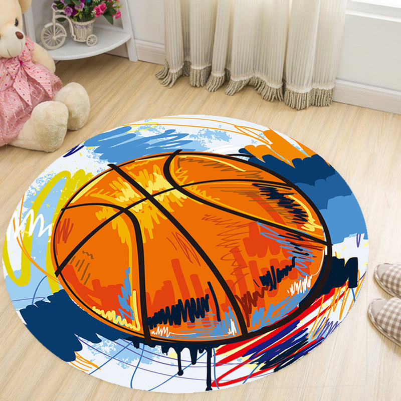 Cartoon Patterned Rug Multicolor Synthetics Carpet Stain Resistant Machine Washable Anti-Slip Rug for Kids Room