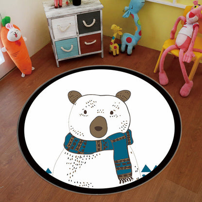 Multi Color Cartoon Rug Polyester Animal Patterned Carpet Non-Slip Backing Stain Resistant Machine Washable Rug for Nursery - White - Clearhalo - 'Area Rug' - 'Rug' - 2105800