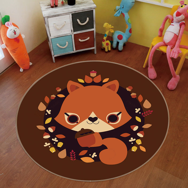 Multi Color Cartoon Rug Polyester Animal Patterned Carpet Non-Slip Backing Stain Resistant Machine Washable Rug for Nursery - Brown - Clearhalo - 'Area Rug' - 'Rug' - 2105802