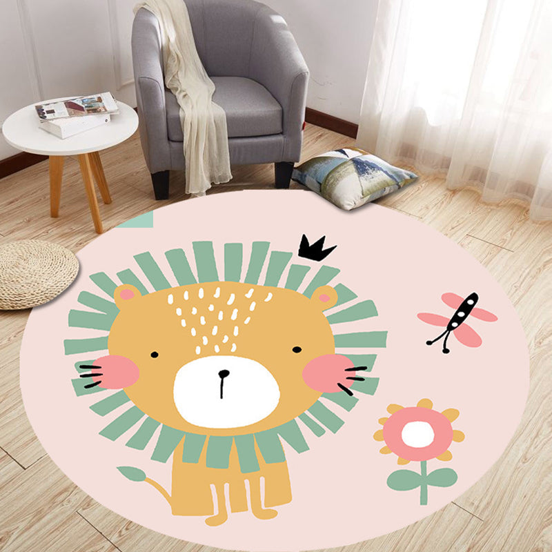 Cute Animal Indoor Rug Multi Colored Cartoon Rug Polypropylene Washable Non-Slip Stain Resistant Carpet for Baby Room