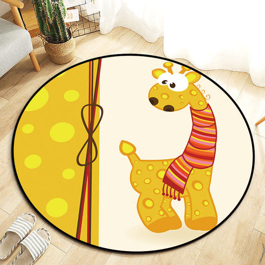 Kawaii Princess Rug Multicolor Fairy Tale Carpet Pet Friendly Stain Resistant Anti-Slip Backing Rug for Kids Bedroom - Yellow - Clearhalo - 'Area Rug' - 'Rug' - 2105819