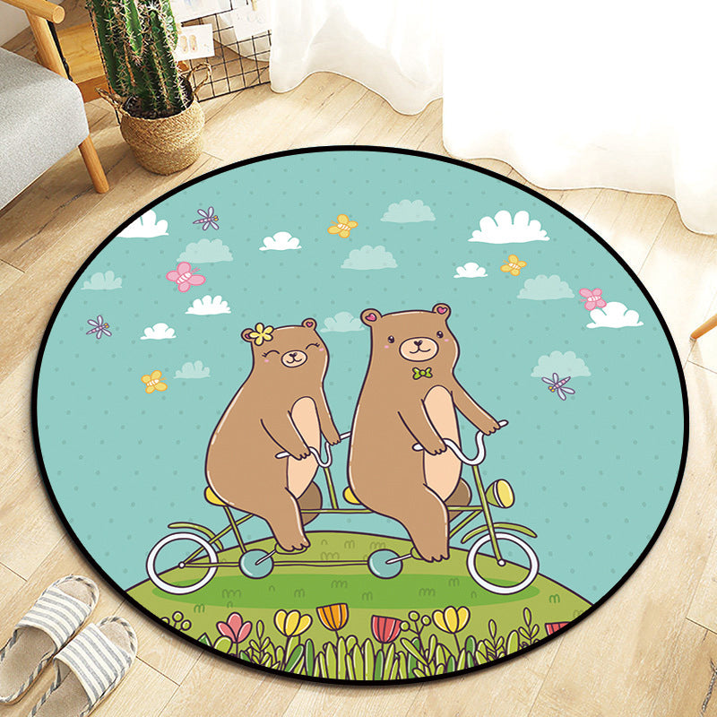 Kawaii Princess Rug Multicolor Fairy Tale Carpet Pet Friendly Stain Resistant Anti-Slip Backing Rug for Kids Bedroom - Blue - Clearhalo - 'Area Rug' - 'Rug' - 2105822