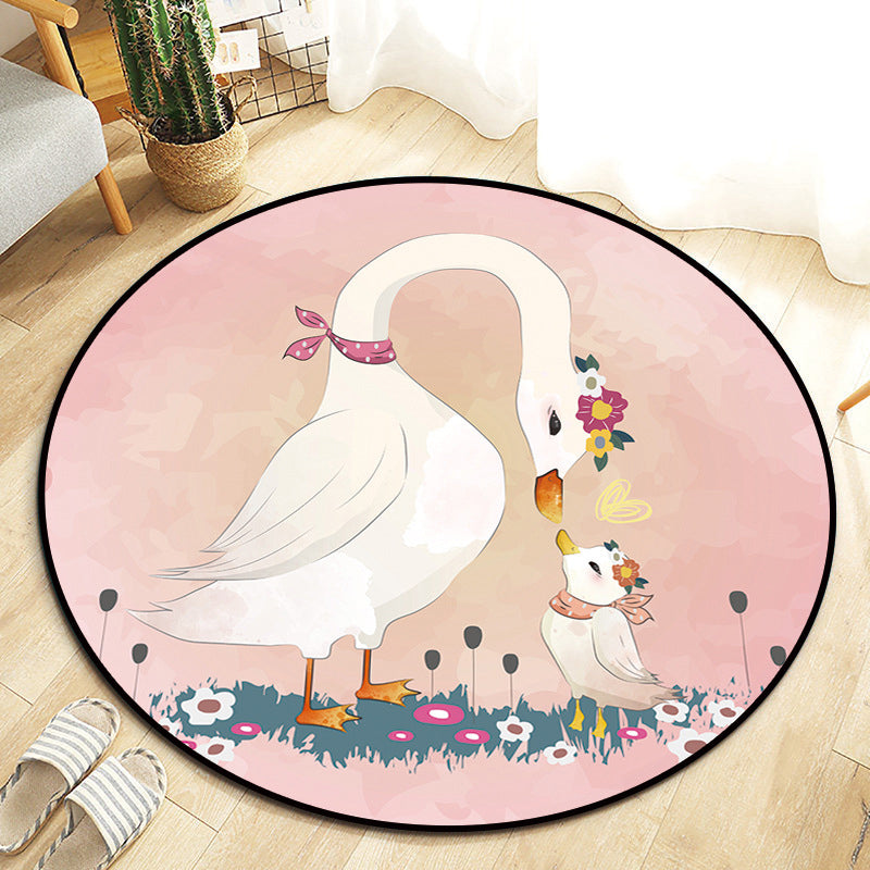 Kawaii Princess Rug Multicolor Fairy Tale Carpet Pet Friendly Stain Resistant Anti-Slip Backing Rug for Kids Bedroom - Pink - Clearhalo - 'Area Rug' - 'Rug' - 2105824