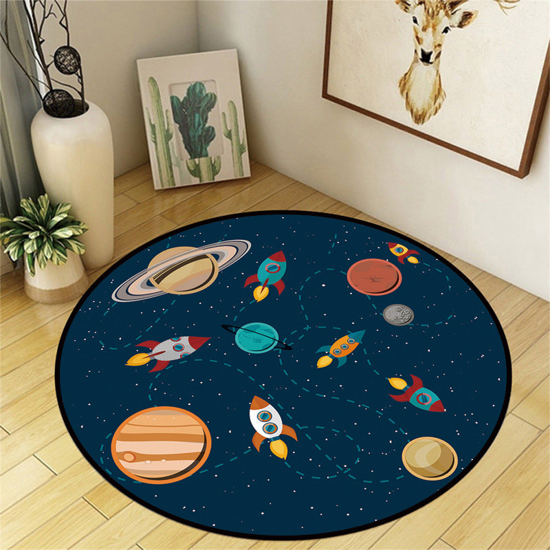 Lovely Multi Color Cartoon Rug Polyester Animal Print Rug Non-Slip Machine Washable Stain Resistant Carpet for Nursery - Black - Clearhalo - 'Area Rug' - 'Rug' - 2105826