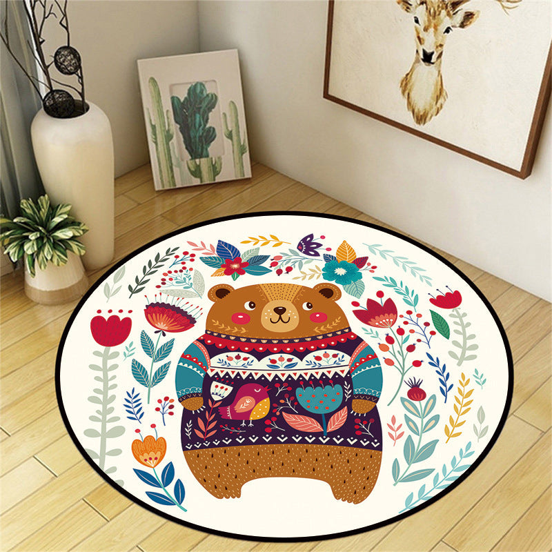 Lovely Multi Color Cartoon Rug Polyester Animal Print Rug Non-Slip Machine Washable Stain Resistant Carpet for Nursery - White - Clearhalo - 'Area Rug' - 'Rug' - 2105827