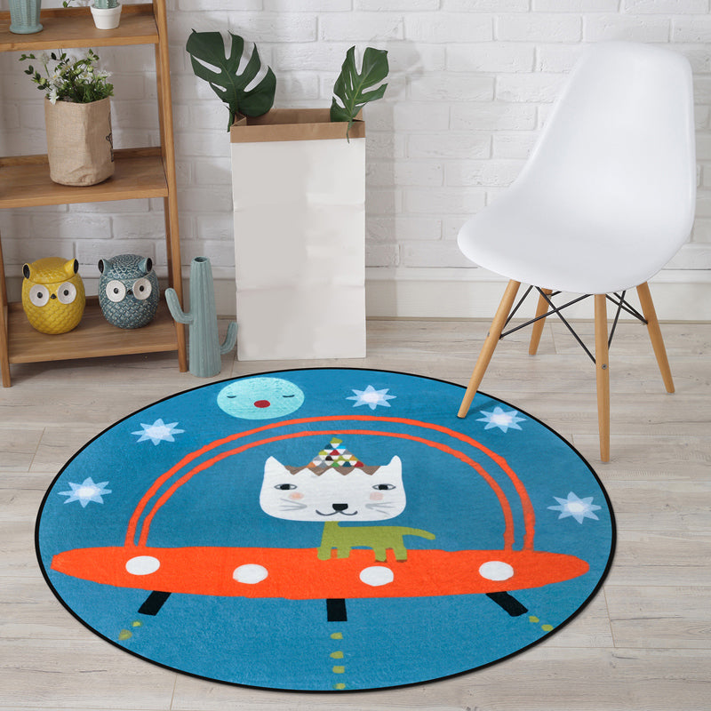 Cartoon Animal Drawing Print Rug Multicolor Polypropylene Rug Machine Washable Anti-Slip Backing Stain Resista - view 2