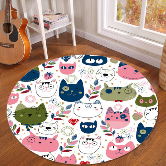 Novelty Fairy Tale Patterned Rug Multi Color Kids Carpet Synthetics Pet Friendly Anti-Slip Backing Washable Rug for Home