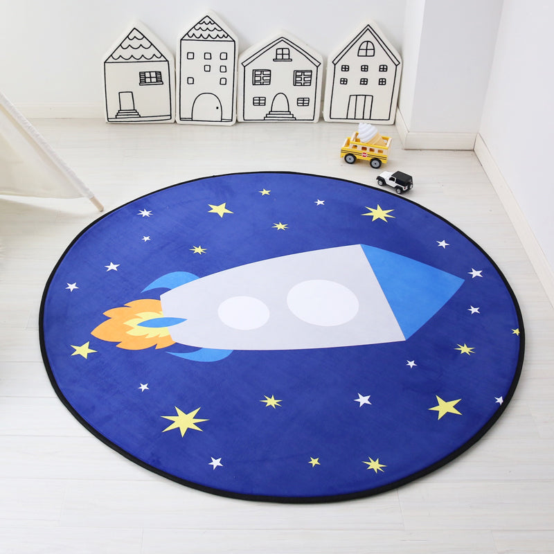 Unique Multicolor Kids Style Rug Cotton Patterned Carpet Pet Friendly Rug for Playroom Dark Blue Clearhalo 'Area Rug' 'Rug' 2105849