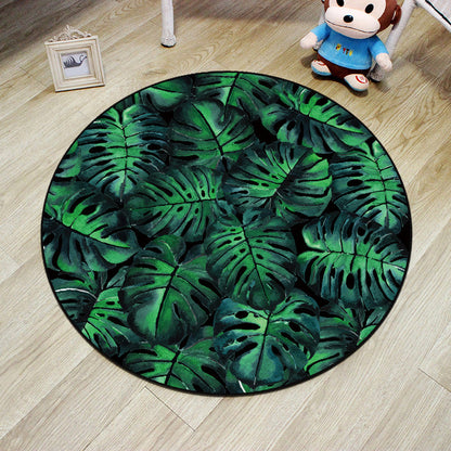 Multi-Color Princess Rug Polyester Botanics Animal Carpet Anti-Slip Backing Machine Washable Pet Friendly Rug for Kids Room - Dark Green - Clearhalo - 'Area Rug' - 'Rug' - 2105853