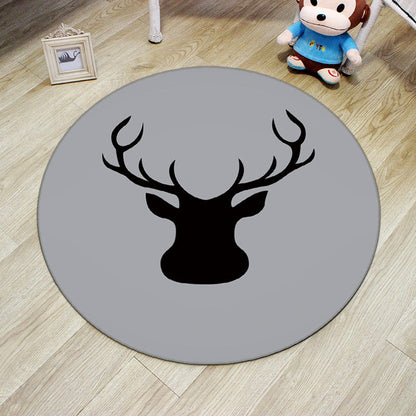 Multi-Color Princess Rug Polyester Botanics Animal Carpet Anti-Slip Backing Machine Washable Pet Friendly Rug for Kids Room - Black-Gray - Clearhalo - 'Area Rug' - 'Rug' - 2105855