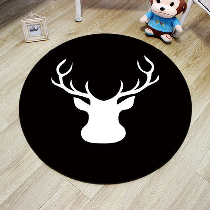 Multi-Color Princess Rug Polyester Botanics Animal Carpet Anti-Slip Backing Machine Washable Pet Friendly Rug for Kids Room - Black - Clearhalo - 'Area Rug' - 'Rug' - 2105858