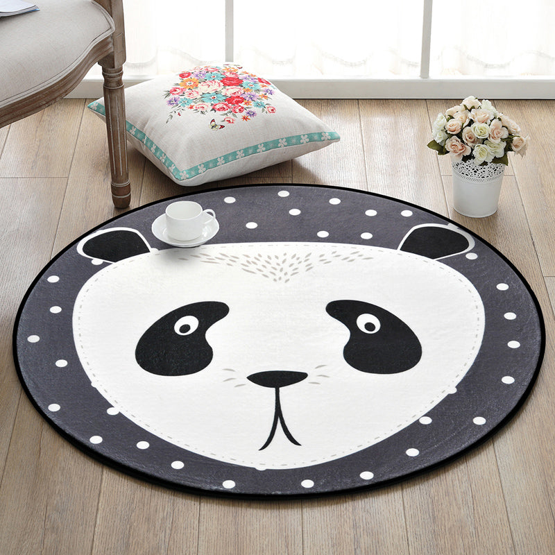 Creative Cartoon Rug Multi Colored Animal with Dotted Background Carpet Washable Pet Friendly Non-Slip Rug for Nursery