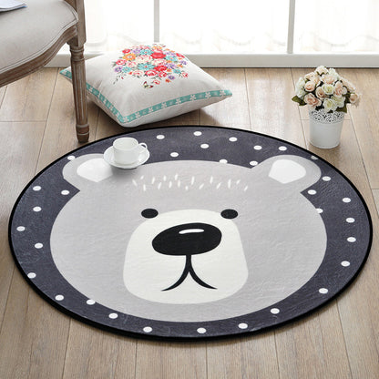 Creative Cartoon Rug Multi Colored Animal with Dotted Background Carpet Washable Pet Friendly Non-Slip Rug for Nursery