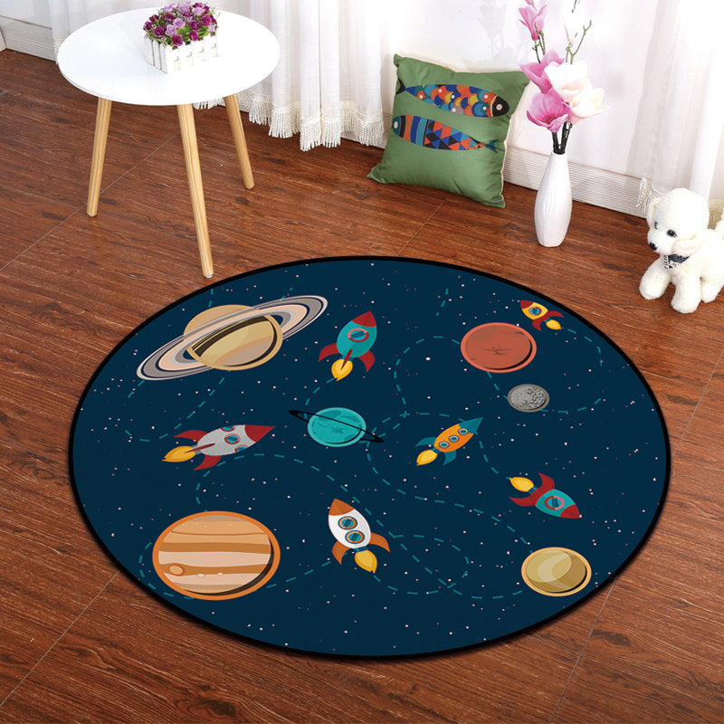 Multicolor Animal Painting Print Rug Polypropylene Cartoon Carpet Anti-Slip Backing Pet Friendly Stain Resistant Rug for Kids Bedroom - Dark Gray - Clearhalo - 'Area Rug' - 'Rug' - 2105876