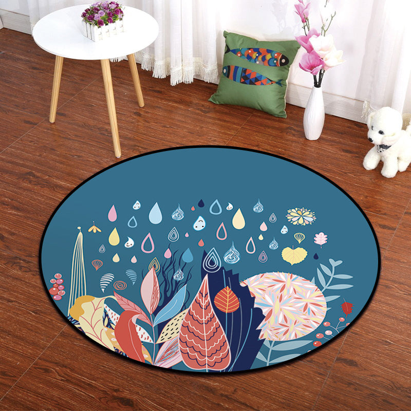 Multicolor Animal Painting Print Rug Polypropylene Cartoon Carpet Anti-Slip Backing Pet Friendly Stain Resistant Rug for Kids Bedroom - Blue - Clearhalo - 'Area Rug' - 'Rug' - 2105878