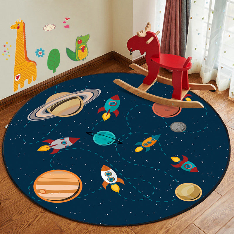 Kids Style Nursery Foot Rug Multi Color Cartoon Rug Synthetics Pet Friendly Anti-Slip Backing Machine Washable Carpet - Dark Gray - Clearhalo - 'Area Rug' - 'Rug' - 2105881