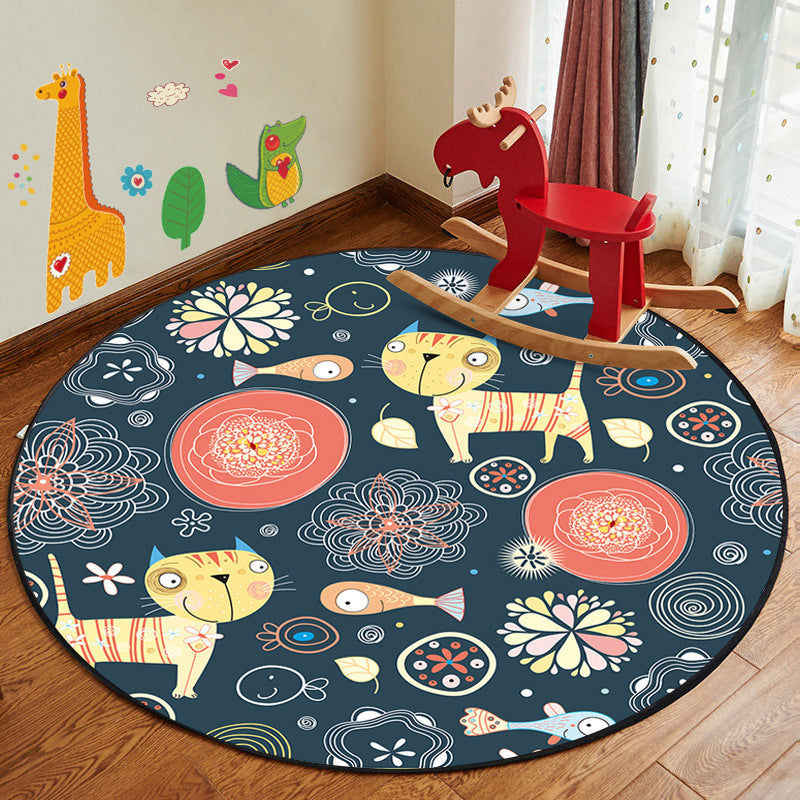 Kids Style Nursery Foot Rug Multi Color Cartoon Rug Synthetics Pet Friendly Anti-Slip Backing Machine Washable Carpet - Yellow - Clearhalo - 'Area Rug' - 'Rug' - 2105882