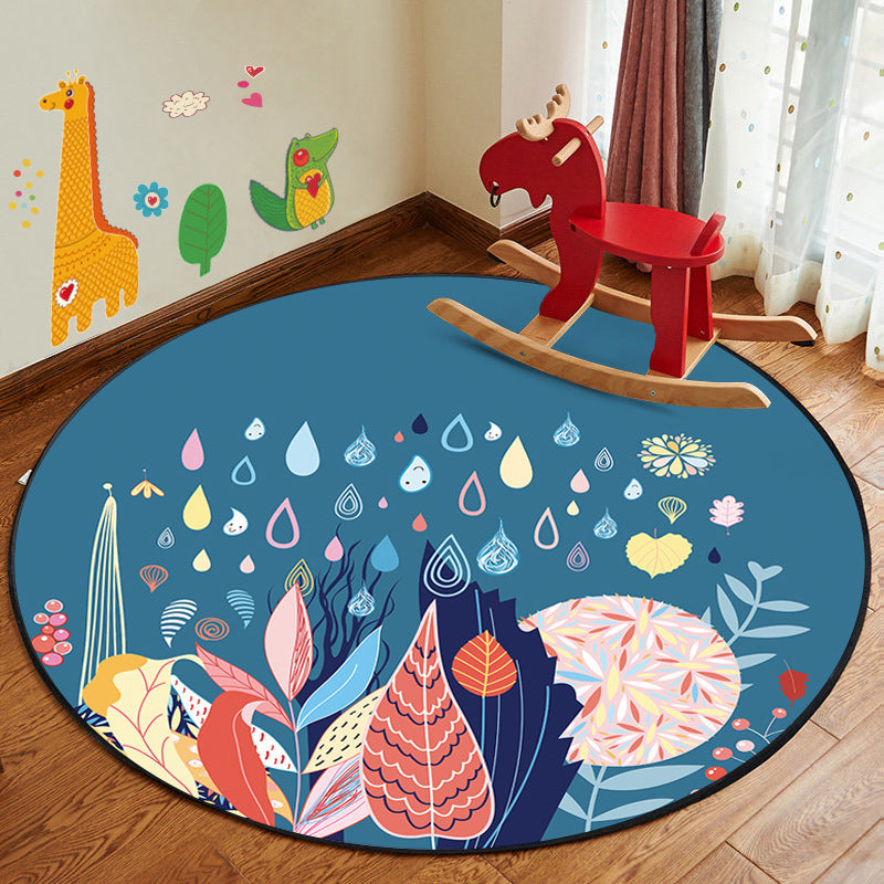 Kids Style Nursery Foot Rug Multi Color Cartoon Rug Synthetics Pet Friendly Anti-Slip Backing Machine Washable Carpet - Blue - Clearhalo - 'Area Rug' - 'Rug' - 2105884