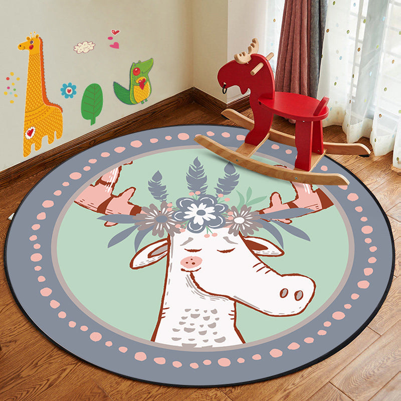 Kids Style Nursery Foot Rug Multi Color Cartoon Rug Synthetics Pet Friendly Anti-Slip Backing Machine Washable Carpet - Green - Clearhalo - 'Area Rug' - 'Rug' - 2105885