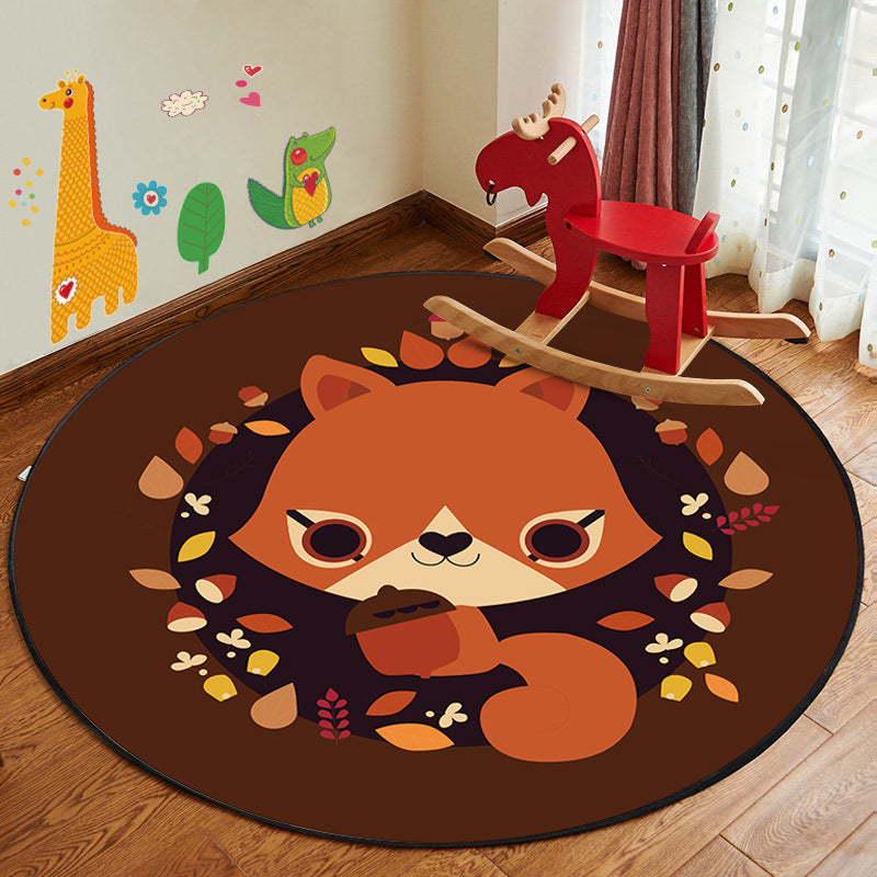 Kids Style Nursery Foot Rug Multi Color Cartoon Rug Synthetics Pet Friendly Anti-Slip Backing Machine Washable Carpet - Brown - Clearhalo - 'Area Rug' - 'Rug' - 2105887