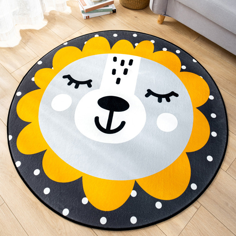 Multicolor Nursery Foot Rug Kids Cartoon Pattern Rug Synthetics Anti-Slip Backing Stain Resistant Machine Washable Area Carpet - Gray-Yellow - Clearhalo - 'Area Rug' - 'Rug' - 2105897