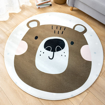 Multicolor Nursery Foot Rug Kids Cartoon Pattern Rug Synthetics Anti-Slip Backing Stain Resistant Machine Washable Area Carpet - White-Brown - Clearhalo - 'Area Rug' - 'Rug' - 2105898