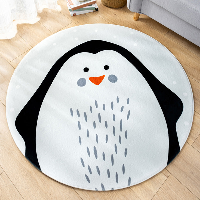 Multicolor Nursery Foot Rug Kids Cartoon Pattern Rug Synthetics Anti-Slip Backing Stain Resistant Machine Washable Area Carpet - White-Black - Clearhalo - 'Area Rug' - 'Rug' - 2105900