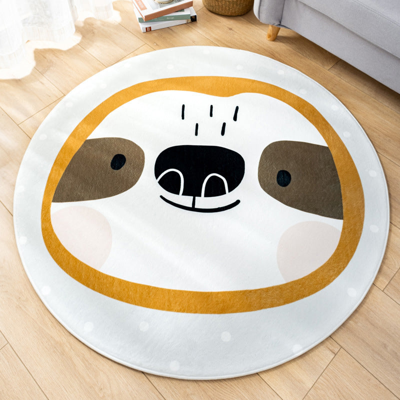 Multicolor Nursery Foot Rug Kids Cartoon Pattern Rug Synthetics Anti-Slip Backing Stain Resistant Machine Washable Area Carpet - White-Yellow - Clearhalo - 'Area Rug' - 'Rug' - 2105901