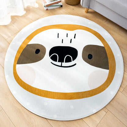 Multicolor Nursery Foot Rug Kids Cartoon Pattern Rug Synthetics Anti-Slip Backing Stain Resistant Machine Washable Area Carpet - White-Yellow - Clearhalo - 'Area Rug' - 'Rug' - 2105901