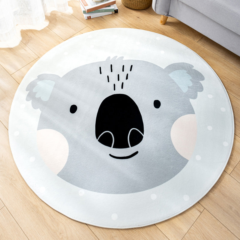 Multicolor Nursery Foot Rug Kids Cartoon Pattern Rug Synthetics Anti-Slip Backing Stain Resistant Machine Washable Area Carpet - White-Gray - Clearhalo - 'Area Rug' - 'Rug' - 2105902