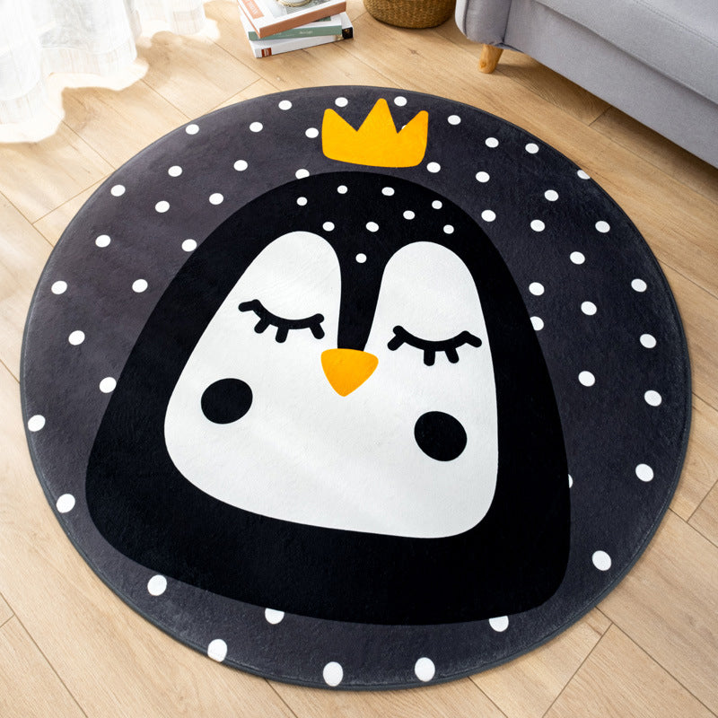 Multicolor Nursery Foot Rug Kids Cartoon Pattern Rug Synthetics Anti-Slip Backing Stain Resistant Machine Washable Area Carpet - Dark Gray-Black - Clearhalo - 'Area Rug' - 'Rug' - 2105903