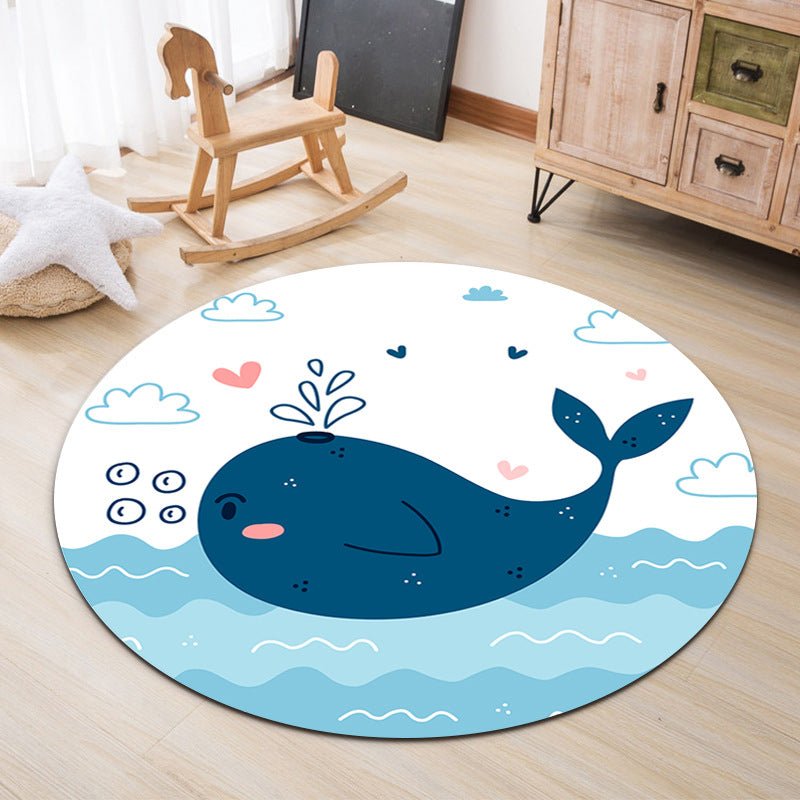 Lovable Animal Area Rug Multi-Color Cartoon Carpet Polypropylene Machine Washable Stain Resistant Anti-Slip Rug for Kindergarten - Blue - Clearhalo - 'Area Rug' - 'Rug' - 2105904