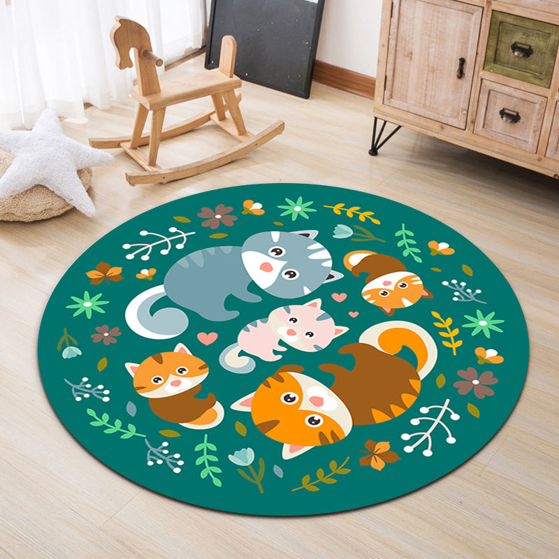 Lovable Animal Area Rug Multi-Color Cartoon Carpet Polypropylene Machine Washable Stain Resistant Anti-Slip Rug for Kindergarten - Turquoise - Clearhalo - 'Area Rug' - 'Rug' - 2105907