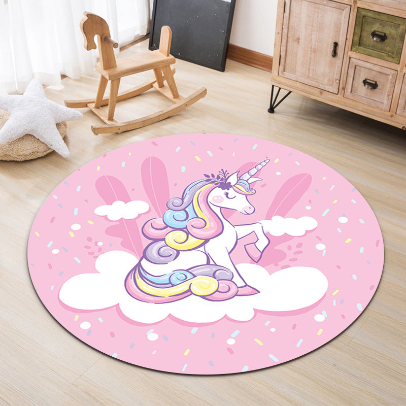 Lovable Animal Area Rug Multi-Color Cartoon Carpet Polypropylene Machine Washable Stain Resistant Anti-Slip Rug for Kindergarten - Pink - Clearhalo - 'Area Rug' - 'Rug' - 2105908