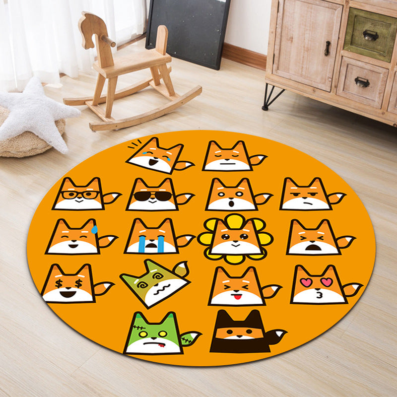 Lovable Animal Area Rug Multi-Color Cartoon Carpet Polypropylene Machine Washable Stain Resistant Anti-Slip Rug for Kindergarten - Yellow - Clearhalo - 'Area Rug' - 'Rug' - 2105909