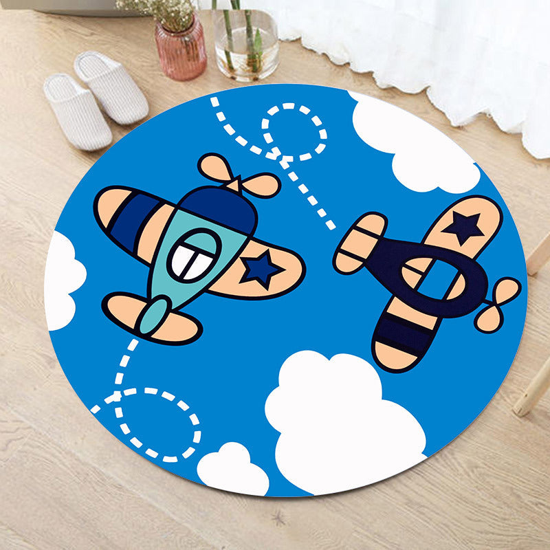 Multi Color Patterned Rug Polyester Kid Style Rug Stain Resistant Anti-Slip Washable Carpet for Baby Room - Blue - Clearhalo - 'Area Rug' - 'Rug' - 2105910