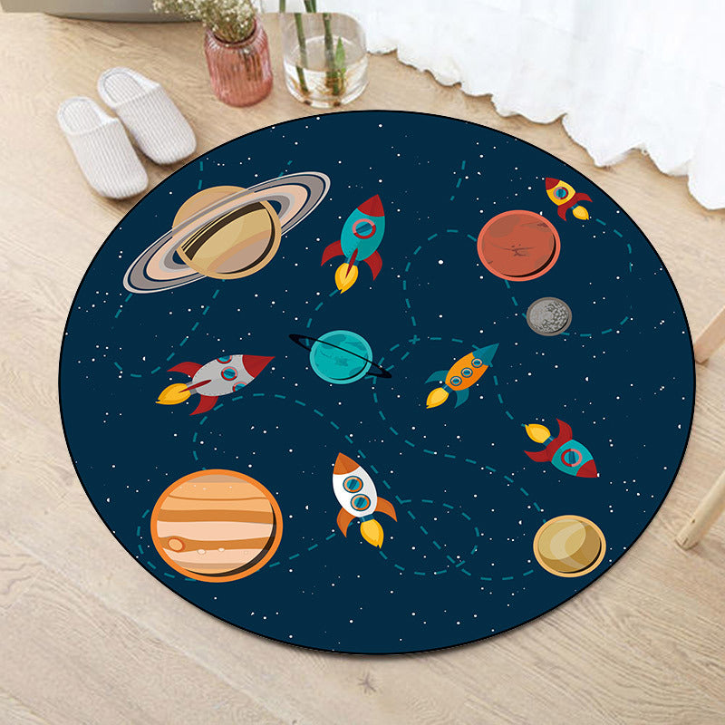 Multi Color Patterned Rug Polyester Kid Style Rug Stain Resistant Anti-Slip Washable Carpet for Baby Room - Dark Gray - Clearhalo - 'Area Rug' - 'Rug' - 2105911