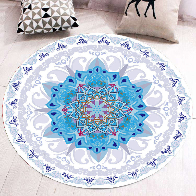 Multi Color Patterned Rug Polyester Kid Style Rug Stain Resistant Anti-Slip Washable Carpet for Baby Room - White-Blue - Clearhalo - 'Area Rug' - 'Rug' - 2105916