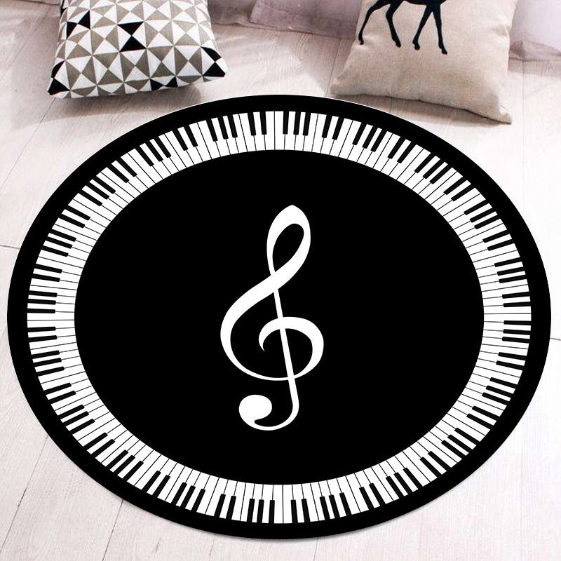 Multi Color Patterned Rug Polyester Kid Style Rug Stain Resistant Anti-Slip Washable Carpet for Baby Room - Black-White - Clearhalo - 'Area Rug' - 'Rug' - 2105917