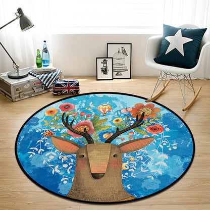 Pretty Multi Colored Cartoon Rug Synthetics Scandinavian Rug Anti-Slip Machine Washable Stain Resistant Area Rug for Kids Bedroom - Blue - Clearhalo - 'Area Rug' - 'Rug' - 2105918